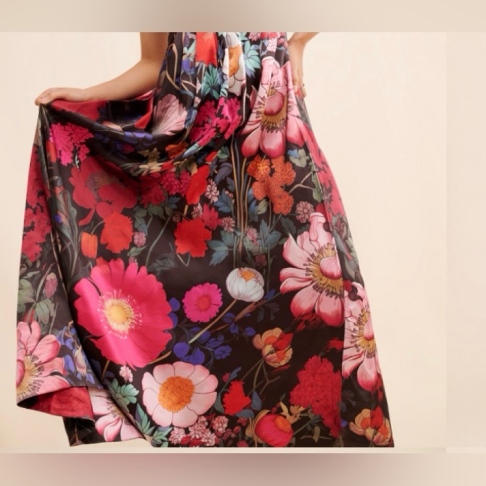 Free People Floral Maxi Dress - Black and Pink